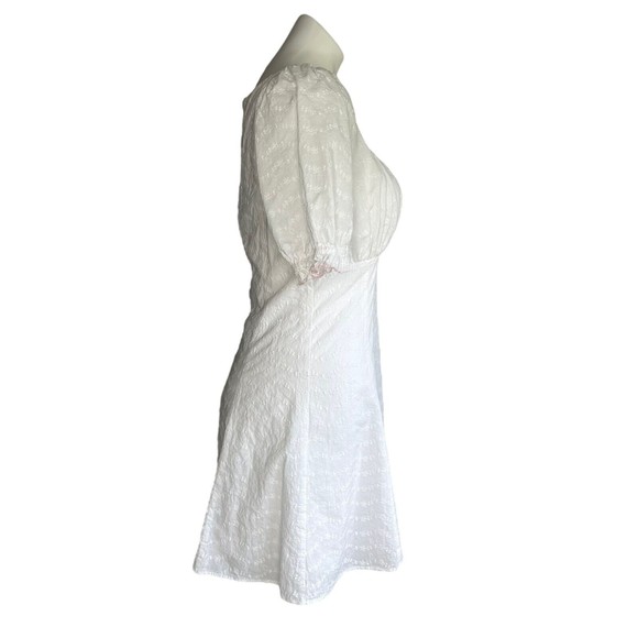 *SOLD* LPA REVOLVE White Eyelet Frill Sleeve Cottagecore Simona Mini Dress M - Picture 3 of 12
